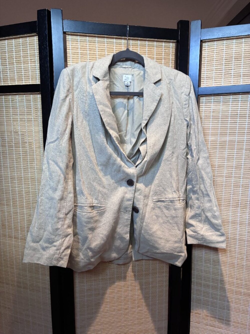 A New Day Beige Linen-Blend Blazer XS